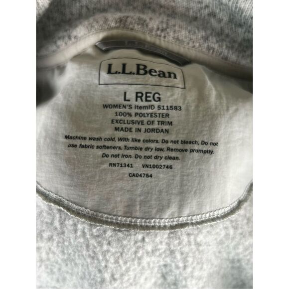 L.L.Bean Sweater Fleece Full-Zip Overlay Jacket Women's large Heather Gray Logo - Picture 5 of 6